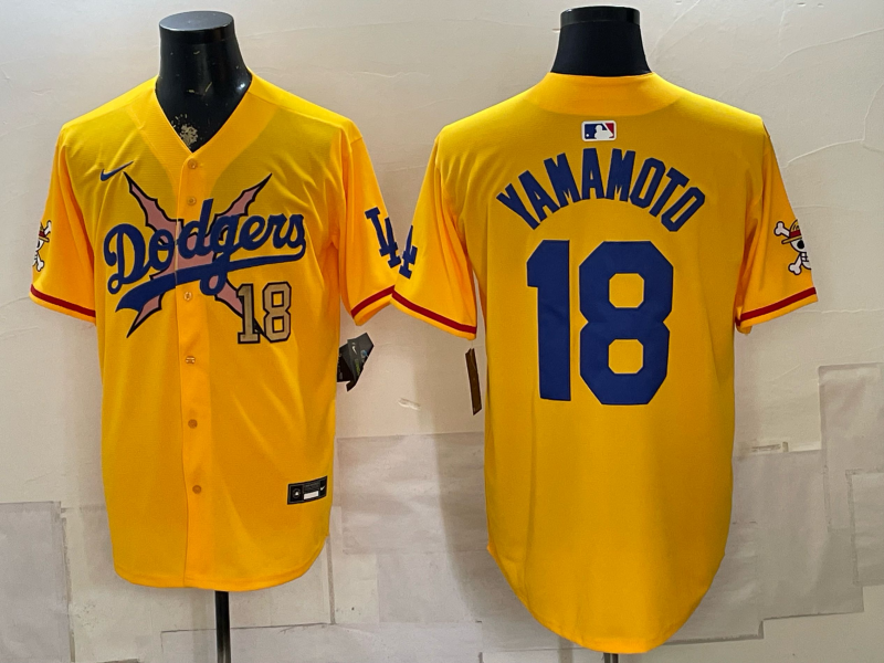 Men Los Angeles Dodgers #18 Yamamoto yellow Game 2026 Nike MLB Jersey 0717005->los angeles dodgers->MLB Jersey